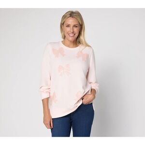 "'As Is Jingle Belles by Kim Gravel Seauin Bow Knit Top Pink Quartz:S {#147-w